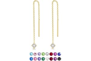 DTPsilver® Orecchini Pendenti Donna con Catena in Argento 925 Placcato Oro Giallo - 3mm Cristalli Swarovski® - Orecchini Punto Luce - Orecchini Lunghi Donna - Vari Colori - Lunghezza 57 mm