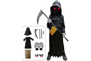 Tosekry Deguisement Halloween Enfant Deguisement Halloween Enfant Garcon, Costume Halloween Enfant avec Death Notebook, Lunettes Phosphorescentes, Faux et Gants