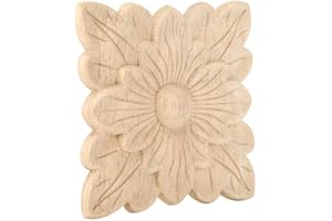 Jeffergarden 4 Stück Holzapplikationen Geschnitzte Holzverzierungen für Möbel Gartentüren Wand Fenster Dekoration aus Naturgummi Holz Einfach zu Befestigen