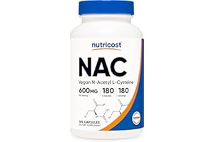 Nutricost N-Acetyl L-Cysteine (NAC) 600mg, 180 Capsules - Non-GMO, Gluten Free