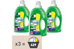 CLOVIN PUROX PUROX UNIVERSAL Lessive Liquide (143 Lavages x 3) – Concentré Gel pour Tous Textiles, Élimine les Taches, Entièrement Rinçable, Formule Optimisée, Anti-Calcaire, 4,3 l Multipack 3 pièces
