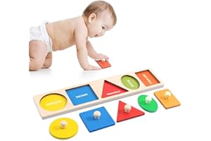 SUWIWKKOA Baby Puzzle, Wooden Peg Puzzles, Wooden Puzzles for 1 2 3 Year Olds Montessori Preschool Baby Puzzle Board Early Education Games Toddler Puzzles Peg Boards for Children Wooden Puzzle for Boys Girls
