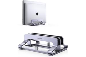 UGREEN 2 en 1 Support Ordinateur Portable Vertical Laptop Stand en Aluminium Double Porte PC Portable Bureau Réglable Compatible avec MacBook Pro Air MateBook Chromebook Surface Dell HP iPad