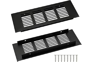 WJUAN 2-pack svart fyrkantigt luftventilationsgallerskydd 200 mm – aluminiumlegeringsventilationsöverdrag för garderober, skå