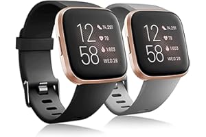 superpow Paquete de 2 correas compatibles con Fitbit Versa 2/Fitbit Versa, correas de repuesto de silicona deportivas compatibles con Fitbit Versa Lite/Versa 2/Versa para mujeres y hombres