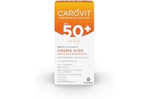 Carovit Crema Viso SPF 50+, Protegge da UVB e UVA, Crema Solare Idratante per Pelli Sensibili, 50 ml