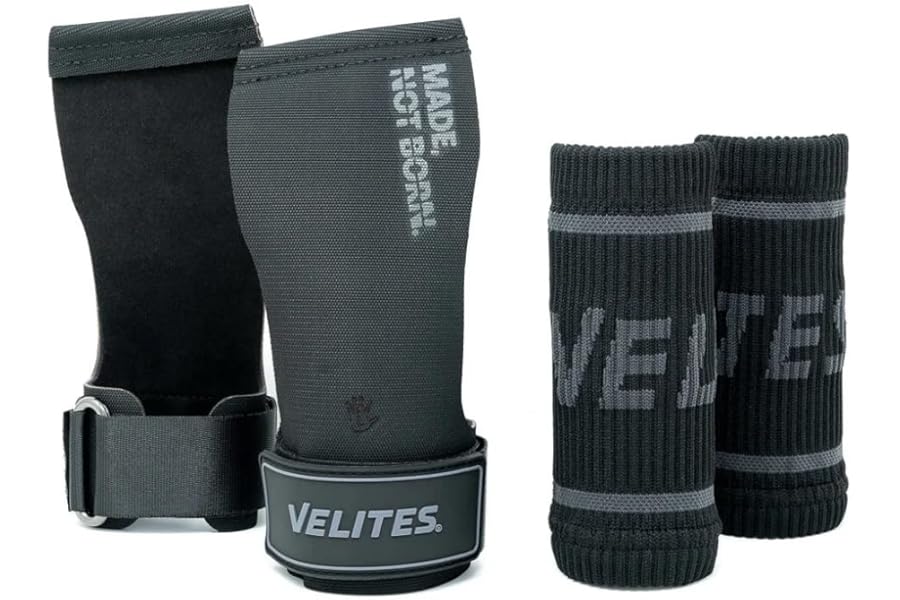 Velites - Official CrossFit® Games All Terrain Grips - No chalk and compatible with all types of bars - Wristbands and carry bag included - Pull-ups, muscle-ups, and toes-to-bar