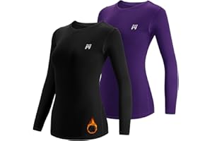 MEETWEE Maglia Termica Donna, Maglia a Manica Lunga Compression Maglietta Biancheria Intima Sport T-Shirt Baselayer da Corsa Ciclismo Fitness
