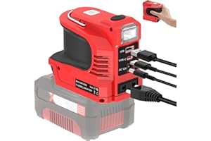 YNDZ 220W Wechselrichter für Einhell 18V Batterie,DC 20V zu AC 220-230V Inverter,Power Station Generator,Adapter mit 1-USB-Port-Anschluss-1 Typ-C-Anschluss-Steckdose &1 DC-Ausgang 12V/5A, LED-Licht