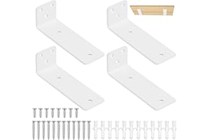 SIGULIKEJI 4 STK Regalhalterung weiß, 125mm Regal Wandhalterung Regalwinkel, L Regalträger Tablarträger, schwebende Schwerlastwinkel Wandregal Halterung Wand für Wandmontage Regalbrett Halterung