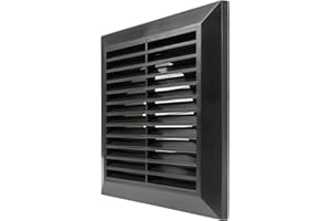 Vent Systems 4" Inch Black Air Vent Cover – Durable Plastic Exterior Louvered Grille with Built-in Insect Mesh Screen – for Kitchen, Bathroom Exhaust, Dryer, Wall or Ceiling Ventilation – Outdoor Use