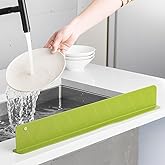 DOCAT Silicone Sink Splash Guard for Kitchen and Bathroom, Flexible Anti-Splash Water Barrier for Kitchen Sink Countertop, St