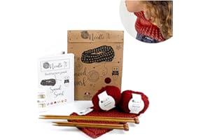 Needle It® Kit de punto para principiantes completo con agujas de tejer - Teja su propia gargantilla de lana - Snood - Para niños o adultos - Idea de regalo - Ocio creativo - Manualidades (Rojo)