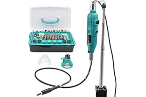 GOXAWEE Rotary Tool Kit with 288 Accessories, 130W Power Multi Tool with 6 Speed 8000-30000RPM, Hold Hanger Stand Clamp, Flexible Drill Shaft, Die Grinder for Drilling, Engraving, Cutting, and DIY