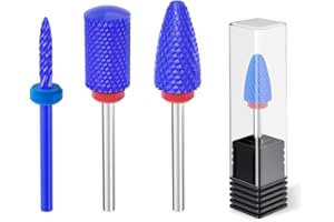 Subay Ceramic Nail Drill Bits Set, Universal 3/32'' Acrylic Nail Drill Bits for Nails, Manicure Pedicure, Cuticle Gel Nail Polishing (3Pcs) Blue