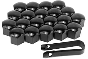 GUUZI 20pcs Wheel Nut Cap Bolt Covers 21mm Universal Hexagonal Tire Nut Covers Bolt Cover Car Wheel Caps with Removal Tool (Black)