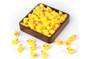 JOYRAY 100PCS Mini Resin Ducks Figures Kit Yellow Realistic Tiny Cute Duck Ornaments Deracoration Set for Male Famale Handwork Christmas Birthday Party Miniature Figures Micro Fairy Garden Phone Case DIY