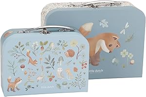 Little Dutch Spielzeugkoffer Pappkoffer 2er Set Kinder Fuchs blau - Forest Friends
