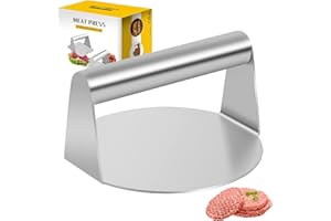 WANGJIANGDA Presse à Hamburger en Acier Inoxydable 304 Presse à Viande Ronde 5,5 Pouces Presse à Galettes Antiadhésive, Facile à Nettoyer