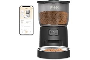 PUPPY KITTY Futterautomat Katze, 2,4G WiFi Automatischer Futterspender mit Edelstahlnapf & Drehverschluss-Deckel, App-Steuerung, bis zu 15 Portionen und 10 Mahlzeiten pro Tag, 3L