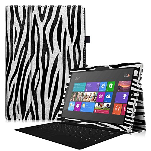 Fintie Microsoft Surface Pro 3 Hülle Case - Hochwertige Kunstleder Slim Fit Stand Tasche Schutzhülle Etui Cover mit Stylus-Halterung für Microsoft Surface Pro 3 12 Zoll Tablet, Zebra Schwarz