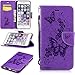 Produktbild Lonchee Apple iPhone 6s Plus(5.5 Zoll ) Wallet Tasche Brieftasche Schutzhülle , geprägten Prägung Muster Design Hochwertige PU Leder Folio Tasche Case Hülle im Bookstyle mit Standfunktion Kredit Kartenfächer Abnehmbare Handschlaufe(lila Schmetterling Prägung)