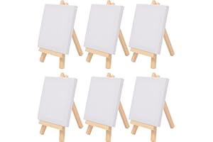 FORYNXHWIN Mini Canvas Easel Set - 6 Pre-Stretched, Primed Art Boards for Drawing and Table Top Arts (10 x 10 cm | 8 x 15 cm)