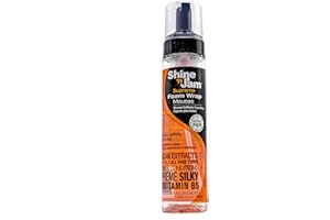 Ampro Shine-n-Jam Supreme Hold Foam Wrap Mousse - Fortified with Silk Proteins - Gives Your Styles Definition - Alcohol-Free Formula Conditions Hair with Provitamin B and African Extracts - 236.5 ml