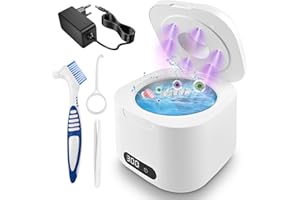 SternSinn Dispositivo de limpieza por ultrasonidos, 49000 Hz, con 6 lámparas UV y 340 ml Ultrasonic Cleaner Dental Pod, 40 W, alta potencia, para dentaduras postizas, joyas, prótesis, alineadores