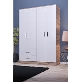 ABETE-4 KAPILI 2 &Ccedil;EKMECELİ GARDIROP-CEVİZ/BEYAZ