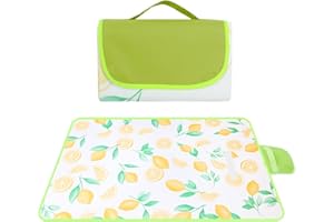 ONTHIS Large Picnic Blanket, 200x200CM Foldable Outdoor Waterproof Picnic Mat Beach Rug with Handle for Family, Beach, Park, Garden, Hiking, Camping