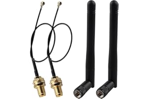 Futheda 2 Piezas Antena 433 MHz SMA Macho 3dBi＋15cm IPX U.FL MHF1 a SMA Hembra Cable Flexible Coaxial para Enrutador WiFi Tarjeta de Red Inalámbrica Cámara IP de Seguridad Monitor de Videovigilancia