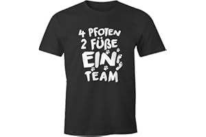MoonWorks® Herren T-Shirt 4 Pfoten 2 Füße EIN Team lustiges Hunde Motiv Gassi Shirt