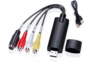 Aolirot Convertidor de Hi8 VHS a DVD Digital, Tarjeta de Captura de Vídeo USB, Adaptador Audio Video Digitalizar, Compatible Con Linux/Win XP/Vista/7/8/10