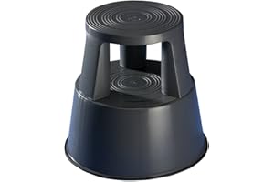 Wedo 212201 Sgabello in plastica su rotelle, altezza 43 cm, portata 150 kg, grigio