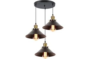 iDEGU 3 Luci Lampadario a Sospensione Vintage Industriale Lampada a Sospensione design Edison in Metallo E27 Lampada da Soffitto per Cucina Camera da Letto Soggiorno