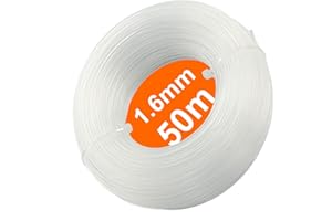Zeqeey Mähfaden Trimmerfaden Rasentrimmerfäden Runde Nylon Rasentrimmer Schnur Durchmesser 1,6 mm 0.065 inch 50 m 164ft Soft Trimmer String Rope Wire for Home Park Garden, 1 Stück, Weiß N16