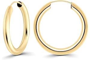 EDELIND Pendientes de aro 20mm 8K 14K 18K Oro amarillo Aros de oro para mujer hombre 2.5 mm de ancho Aretes de mujer con Caja de regalo de joyería