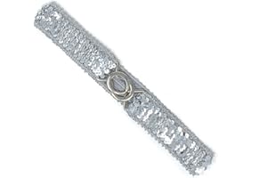 Cadoline Women's Sequin Elastic Stretch Wide Slim Belt Waist Band Corset Paillette Ladies