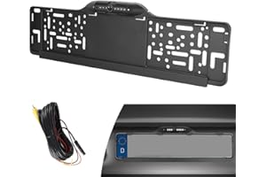 CAMECHO Cámara de visión Trasera portamatrículas para Coches EU con Modo día y Noche, Imagen a Todo Color, Luz Blanca LED, resolución 720P/1080P/CVBS - Resistente a la Intemperie & Fácil instalación