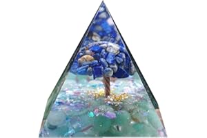 Besorgone Pirámide de Orgonita para Energía Positiva Árbol de la Vida Chakra Orgón Lapislázuli con Cristal de Aventurina Verde Piedras Curativas Atraen Riqueza Sabiduría Meditación Regalo