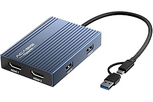 Acasis USB C to Dual HDMI DisplayLink Adapter, 4K@60Hz, 2 HDMI & 3 USB-A Ports, 100W PD Charging, USB C DisplayLink Docking Station for Mac M1/M2/M3/M4, Windows,USB A/C to Dual Monitor Adapter