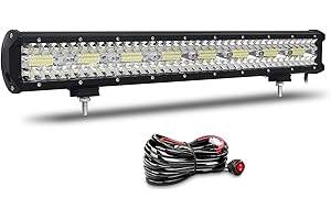 WILLPOWER Barre LED Spot et Inondation Rampe 12V 24V Étanche Feux Phare de Travail Projecteur LED pour 4x4 Voiture Camion Tracteur Quad Véhicule Bateau con Câblage