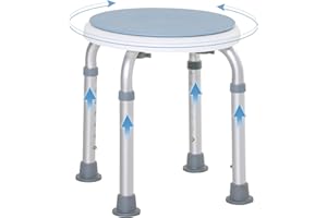 HOMCOM 360° Swivel Seat Bath Shower Stool, Adjustable Height Shower Chair with Aluminium Frame Non-Slip Feet Chair Safe Support Home Assistance, Light Blue