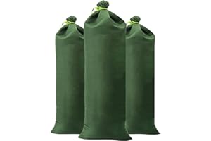 KNONAP Paquete de 10 sacos de arena de 11.8 x 27.5 pulgadas para inundaciones, bolsas de arena espesas, bolsas de arena reutilizables de barrera de agua de inundación para puertas y ventanas