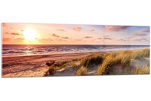 ARTTOR Moderne Impression sur Verre 160x50cm Image Tableau en Verre Decoration Murale mer plage dune Grand XXL Tableaux Decoratifs Muraux Chambre Cuisine Panoramique Deco Cadre Salon Art Wall GAB160x50-3540