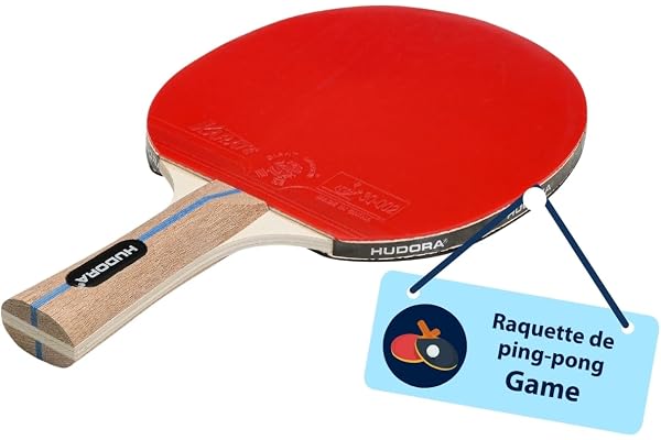 HUDORA Raquette de ping-Pong Game - Paddle de Tennis de Table de Haute qualité avec revêtement de Tournoi ITTF Karate - Raquette de ping-Pong en Bois pour débutants & Professionnels