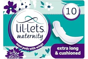Lil-Lets Maternity Pads | 10 x Extra Long Maxi Thick Pads with Wings