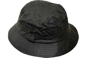 WALKER AND HAWKES - Olive 100% British Waxed Cotton Millerain Fabric Hanford Bucket Hat Unisex