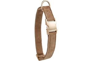 YUDOTE Ultra Soft Dog Collar Natural Cotton Cord for Large Dogs with Sensitive Skin, Brown
